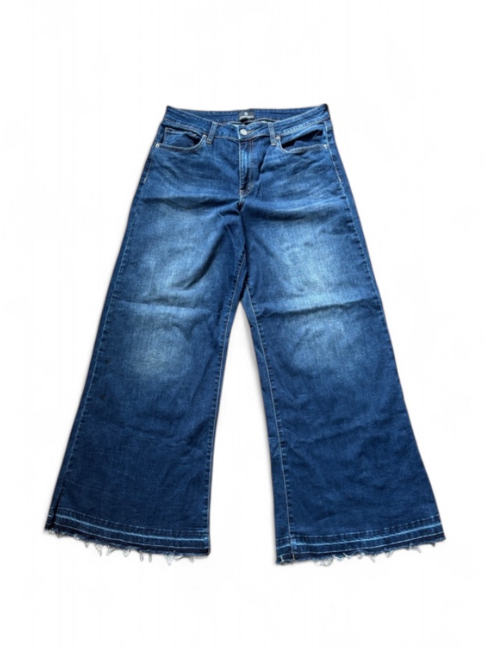 Prosperity Denim Wide Leg Dark Blue Women's Jeans Size 31β Raw Hem Stretchy